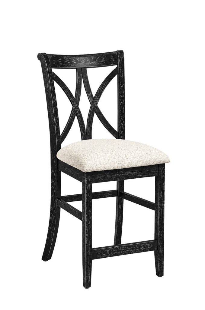 Hanna Black Oak Wood Bar Stool with X Back