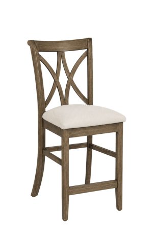 Hanna Grayish Brown Oak Wood Bar Stool with Back