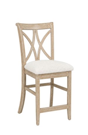 Hanna Natural Oak Wood Bar Stool with Cross Back Design