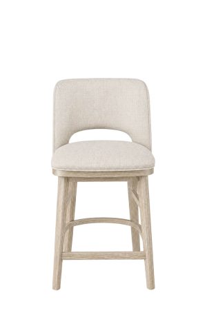 Modern Natural Distressed Wood Bar Stool Upholstered Back Simply Amish Broadway