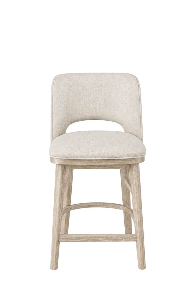 Modern Natural Distressed Wood Bar Stool Upholstered Back Simply Amish Broadway