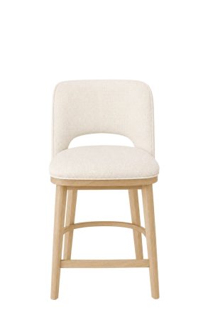 Modern Natural Wood Bar Stool Upholstered Back - Simply Amish Broadway