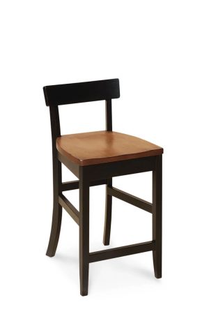 Simply Amish's Albany Solid Wood Bar Stool with Low Back and Wood Seat