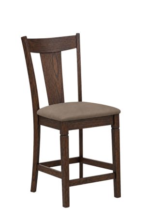 Simply Amish's Allison Solid Wood Bar Stool with High Back - in Mocha Nut