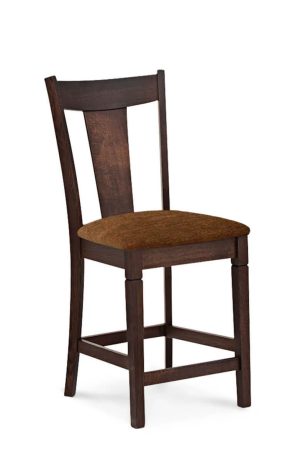 Simply Amish's Allison Solid Wood Bar Stool with High Back - with Seat Cushion