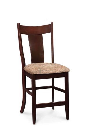 Simply Amish's Arnold Stationary Solid Wood Bar Stool with High Back with Seat Cushion