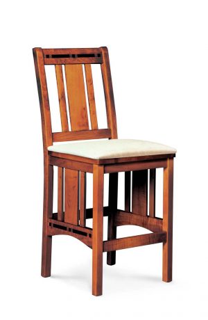 Simply Amish's Aspen Stationary Rustic Wood Bar Stool with Back and Seat Cushion