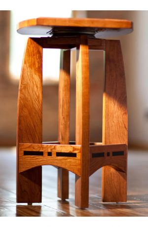 Simply Amish's Backless Wood Bar Stool (rustic) with Metal Inlays