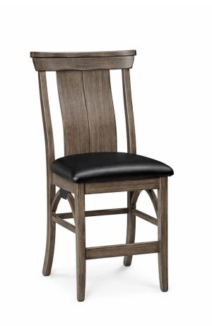 Simply Amish's B&O Railroad Gray Brown Wood Bar Stool with Back