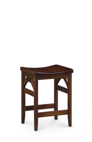 Simply Amish's B&O Railroad© Saddle Backless Stationary Bar Stool with Wood Seat in Bar Height
