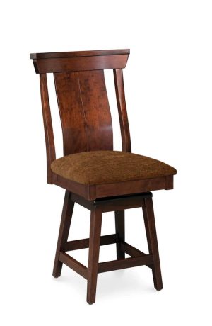 Simply Amish's B&O Railroad Swivel Mission Style Wood Bar Stool with High Back with Seat Cushion