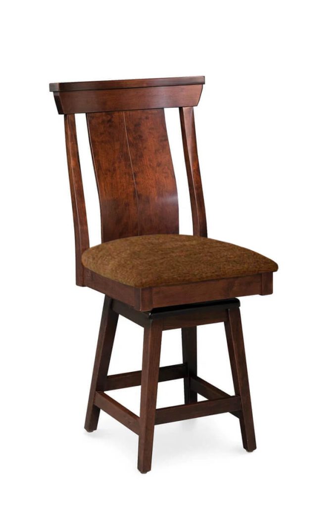 Simply Amish's B&O Railroad Swivel Mission Style Wood Bar Stool with High Back with Seat Cushion