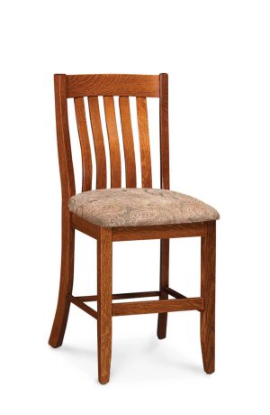 Simply Amish's Bradford Mission Style Stationary Wood Bar Stool with Back with Seat Cushion