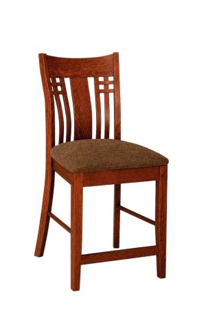 Simply Amish's Bradley Cherry Wood Bar Stool with Back
