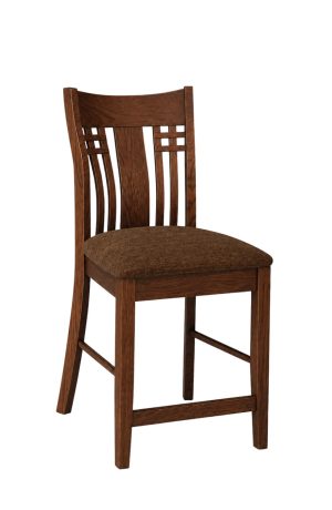 Simply Amish's Bradley Dark Brown Wood Bar Stool with Back (Mocha Nut)