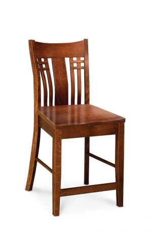 Simply Amish's Bradley Mission Style Wood Bar Stool with Back and Wood Seat