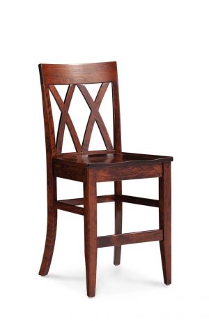 Simply Amish's Bristol Traditional Stationary Wood Bar Stool with Cross Back Design