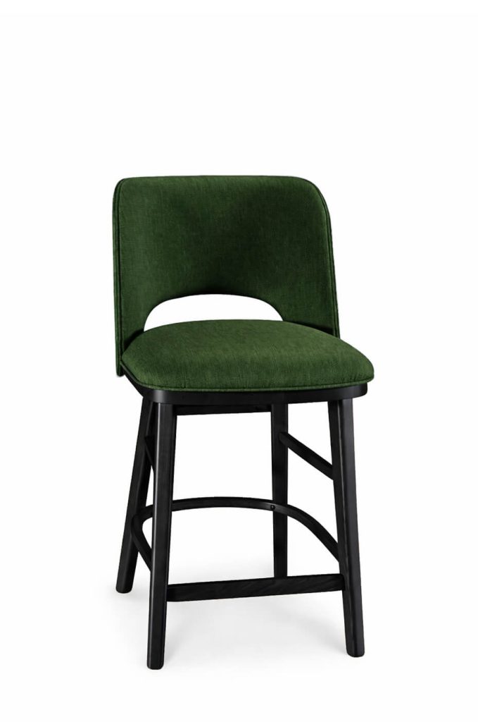 Simply Amish's Broadway Black Wood Bar Stool with Green Fabric