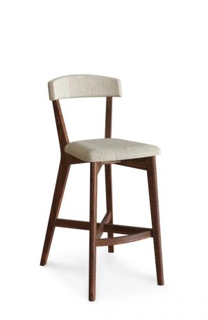 Simply Amish's Cole Stationary Mid-Century Modern Wood Bar Stool Upholstered with Back