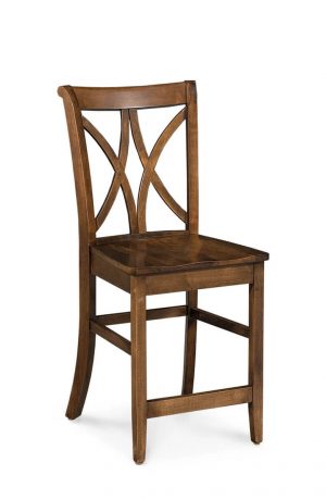 Simply Amish's Hanna Traditional Stationary Wood Bar Stool with Cross Back Design