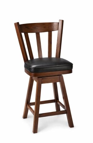 Simply Amish's Kenneth Dark Brown Wood Swivel Bar Stool with Back