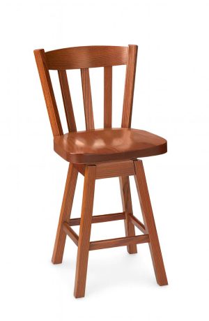 Simply Amish's Kenneth Swivel Wood Bar Stool with Wood Seat
