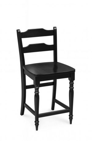 Simply Amish's Rachel Black Farmhouse Wood Bar Stool with Ladder Back and Turned Legs