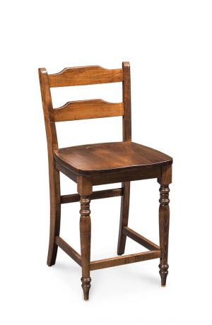Simply Amish's Rachel Farmhouse Wood Bar Stool with Ladder Back and Turned Legs