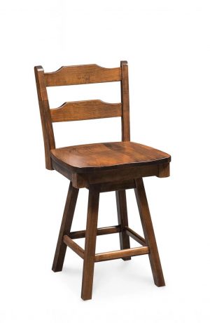 Simply Amish's Rachel Farmhouse Wood Swivel Bar Stool with Ladder Back and Turned Legs