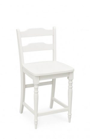Simply Amish's Rachel White Farmhouse Wood Bar Stool with Ladder Back and Turned Legs