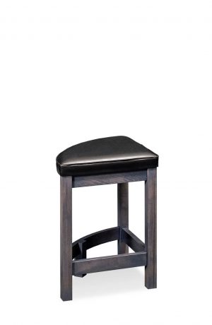 Simply Amish's Sector Backless Triangle Shaped Wood Bar Stool with Leather Seat - Side View