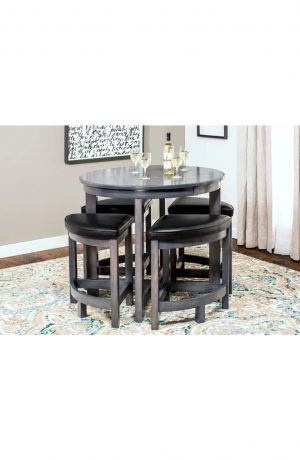 Simply Amish's Sector Triangle Backless Bar Stools Shown with Round Table in Dining Room