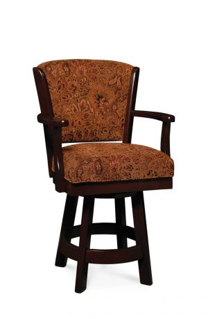 Simply Amish's Venture Traditional Upholstered Swivel Bar Stool with Arms