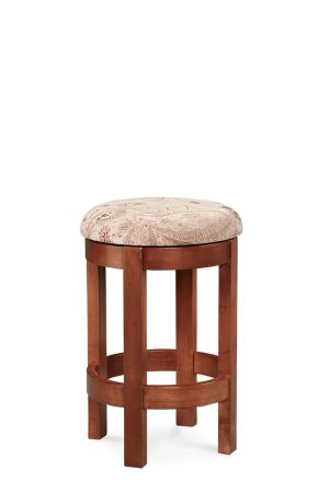 Simply Amish's Wood Barrel Round Backless Swivel Bar Stool
