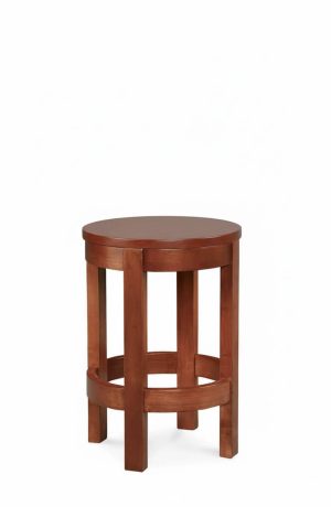 Simply Amish's Wood Barrel Round Backless Swivel Bar Stool with Wood Seat