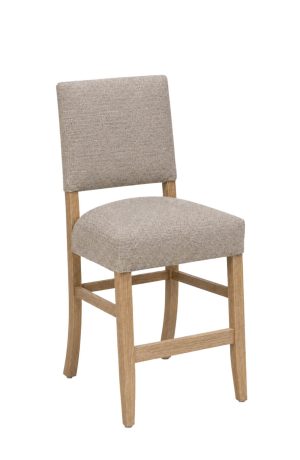 Cornelia Natural Wood Bar Stool Upholstered in Fabric