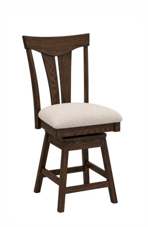 Dark Oak Swivel Bar Stool with Back - Saddle Finish - Dayton