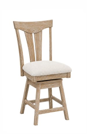 Distressed Natural Wood Swivel Bar Stool with Back - Dayton