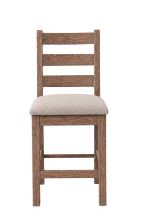 Distressed Oak Wood Bar Stool with Ladder Back