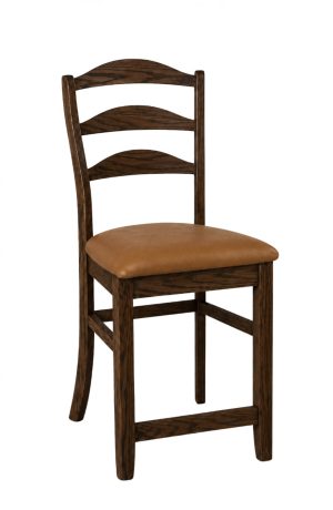 Hamilton Farmhouse Rawhide Oak Wood Bar Stool with Ladder Back