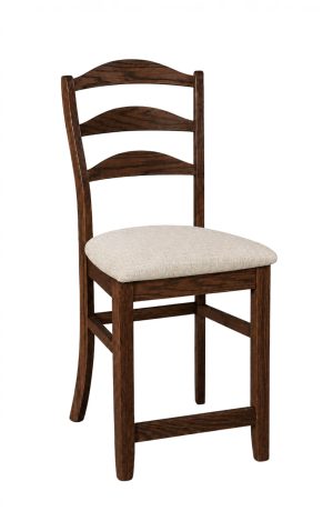 Hamilton Oak Solid Wood Bar Stool with Ladder Back and Fabric Seat
