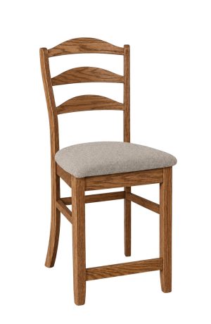 Hamilton Solid Oak Wood Bar Stool with Ladder Back and Seat Fabric