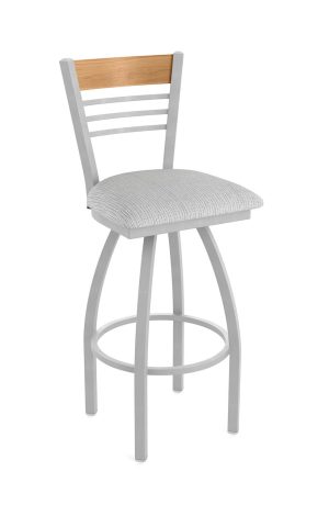 Holland's 880 Eleanor Silver Swivel Bar Stool with Medium Back and Gray Fabric