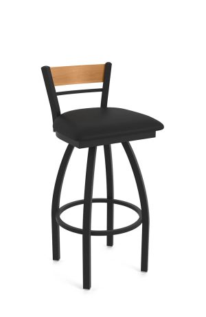 Holland's 881 Revelle Black Swivel Bar Stool in Black Seat Cushion