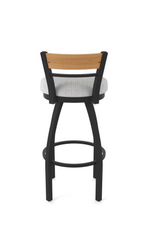 Holland's 881 Revelle Black Swivel Bar Stool with Low Back and Medium Wood - Back View