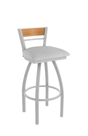 Holland's 881 Revelle Silver Swivel Bar Stool with Low Back and Medium Wood