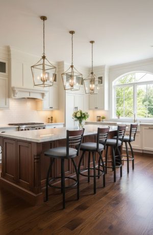 Holland's Eleanor 880 Black Swivel Bar Stools with Dark Cherry Wood Back