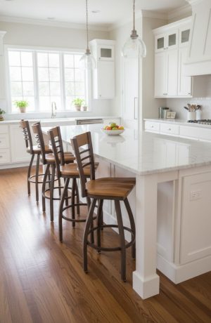 Holland's Eleanor 880 Bronze Counter Stools in White Kitchen
