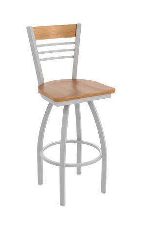 Metal Finish: Anodized Nickel • Back and Seat Wood Finish: Medium