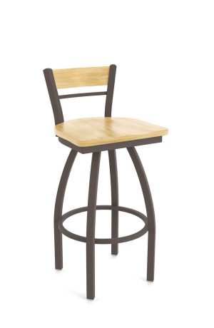 Holland's Revelle Bronze Swivel Bar Stool with Natural Wood
